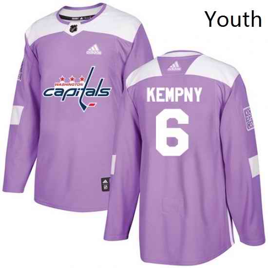 Youth Adidas Washington Capitals 6 Michal Kempny Authentic Purple Fights Cancer Practice NHL Jersey
